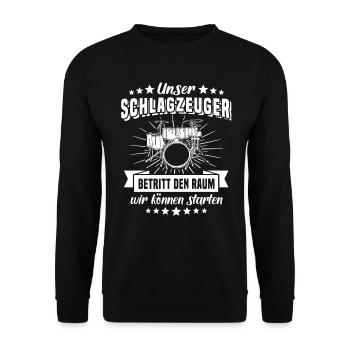 Schlagzeuger Sprüche Drummer Band - Unisex Pullover - Schwarz - Vorne - Alina (178cm) & Michal (187cm)