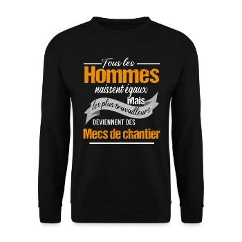 chantier travaux publics homme cadeau - Sweat-shirt Unisexe - noir - Devant - Alina (178cm) & Michal (187cm)
