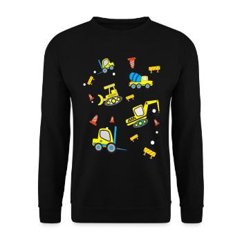 Baustellen Fahrzeuge - Unisex Pullover - Schwarz - Vorne - Alina (178cm) & Michal (187cm)
