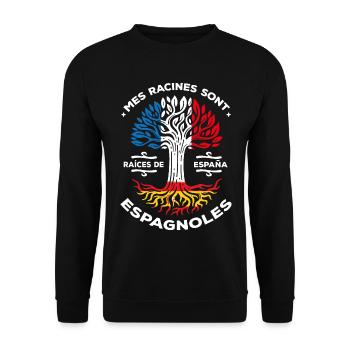 Mes racines sont espagnoles Arbre France Espagne - Sweat-shirt Unisexe - noir - Devant - Alina (178cm) & Michal (187cm)