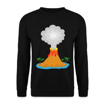 Volcano, eruption, volcanic island, lava, palm trees, mountain - Unisex Sweatshirt - black - Front - Alina (178cm) & Michal (187cm)