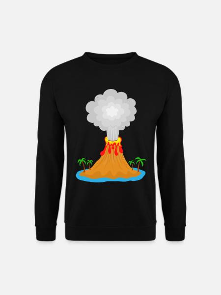 Vulkan, Eruption, Vulkaninsel, Lava, Palmen, Berg - Unisex Pullover - Schwarz