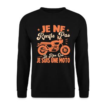 Je Ne Ronfle Pas Je Rêve Que Je Suis Une Moto - Sweat-shirt Unisexe - noir - Devant - Alina (178cm) & Michal (187cm)