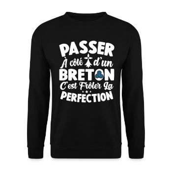 Bretagne Frôler La Perfection Cadeau Breton Breizh - Sweat-shirt Unisexe - noir - Devant - Alina (178cm) & Michal (187cm)