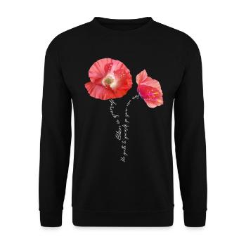 Mohnblumen im Sommer zum Muttertag - Unisex Pullover - Schwarz - Vorne - Alina (178cm) & Michal (187cm)