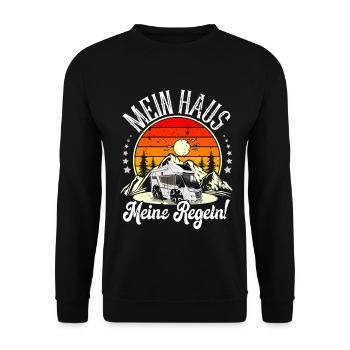 Camping Camper Campen - Unisex Pullover - Schwarz - Vorne - Alina (178cm) & Michal (187cm)