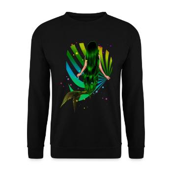 Sirène Arc-en-ciel vert Coquillage Mer - Sweat-shirt Unisexe - noir - Devant - Alina (178cm) & Michal (187cm)