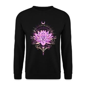 Lotus Lotusblume Om Symbol - Unisex Pullover - Schwarz - Vorne - Alina (178cm) & Michal (187cm)