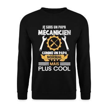 Papa mécanicien comme papa normal mais plus cool - Sweat-shirt Unisexe - noir - Devant - Alina (178cm) & Michal (187cm)