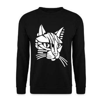 Chat tribal blanc - Sweat-shirt Unisexe - noir - Devant - Alina (178cm) & Michal (187cm)