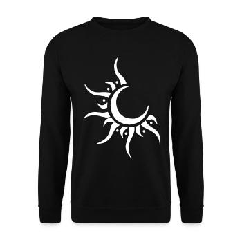 Weiße Sonne und Mond - Unisex Pullover - Schwarz - Vorne - Alina (178cm) & Michal (187cm)