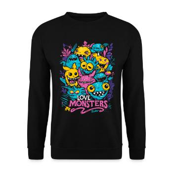Love Monsters - Unisex Sweatshirt - black - Front - Alina (178cm) & Michal (187cm)