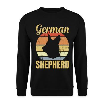 Retro German Shepherd - Unisex Sweatshirt - black - Front - Alina (178cm) & Michal (187cm)