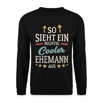 So sieht ein cooler Ehemann aus Partner Gatte - Unisex Pullover - Schwarz - Vorne - Alina (178cm) & Michal (187cm)