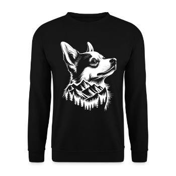 Mountain Corgi Dog - Unisex Sweatshirt - black - Front - Alina (178cm) & Michal (187cm)