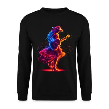 Guitariste Girl Synthwave - Sweat-shirt Unisexe - noir - Devant - Alina (178cm) & Michal (187cm)