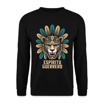 Espiritu Guerrero Aztec Mexican Pride - Unisex Sweatshirt - black - Front - Alina (178cm) & Michal (187cm)