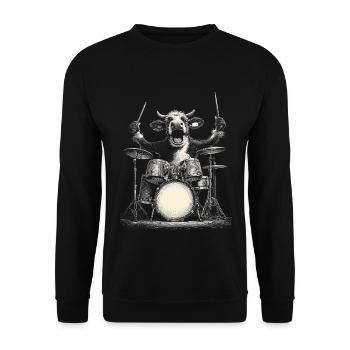 Vache alpine Tambours Tambour Montagnes Musique Drôle - Sweat-shirt Unisexe - noir - Devant - Alina (178cm) & Michal (187cm)