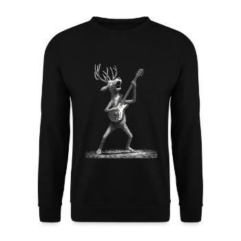 Renne Guitare électrique Rock Musique Cerf Bois - Sweat-shirt Unisexe - noir - Devant - Alina (178cm) & Michal (187cm)