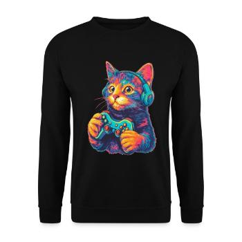 Joueur de chat drôle - Sweat-shirt Unisexe - noir - Devant - Alina (178cm) & Michal (187cm)