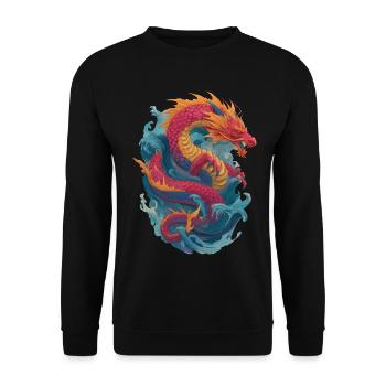 Drache - Unisex Pullover - Schwarz - Vorne - Alina (178cm) & Michal (187cm)