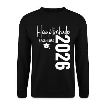 Hauptschule Abschluss - Hauptschulabschluss 2026  - Unisex Pullover - Schwarz - Vorne - Alina (178cm) & Michal (187cm)