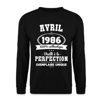 40-jähriges Jubiläum – April 1986 Perfektion - Unisex Pullover - Schwarz - Vorne - Alina (178cm) & Michal (187cm)