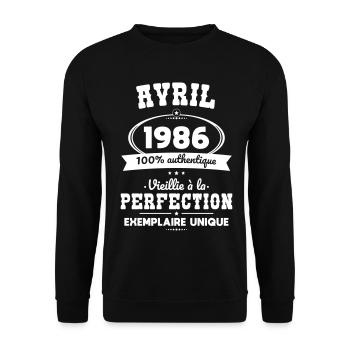 40-jähriges Jubiläum – April 1986 Perfektion - Unisex Pullover - Schwarz - Vorne - Alina (178cm) & Michal (187cm)