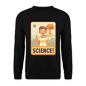 Science Hero: Cartoon Thumbs Up - Unisex Pullover - Schwarz - Vorne - Alina (178cm) & Michal (187cm)