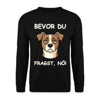 Einfach Nö Hund Lustiger Spruch - Unisex Pullover - Schwarz - Vorne - Alina (178cm) & Michal (187cm)