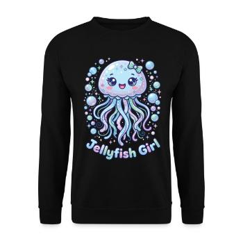 Kawaii Quallenmädchen ästhetische Frauen - Unisex Pullover - Schwarz - Vorne - Alina (178cm) & Michal (187cm)