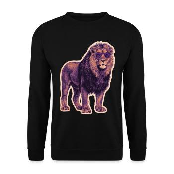 Cool lion with sunglasses - Unisex Sweatshirt - black - Front - Alina (178cm) & Michal (187cm)
