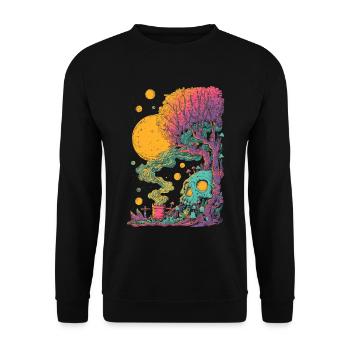 Crâne d’arbre psychédélique dans le cosmos - Sweat-shirt Unisexe - noir - Devant - Alina (178cm) & Michal (187cm)
