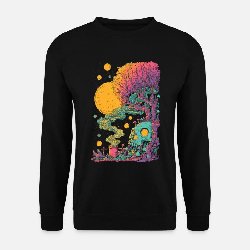 Psychedelischer Baumskull im Kosmos - Unisex Pullover - Schwarz