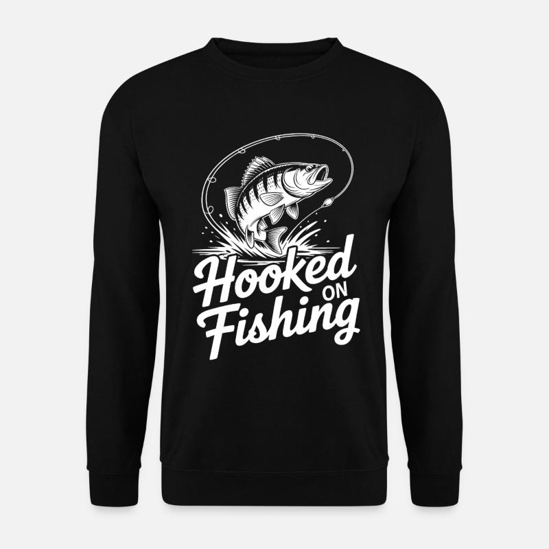 Hooked on Fishing Fische Sprung - Unisex Pullover - Schwarz