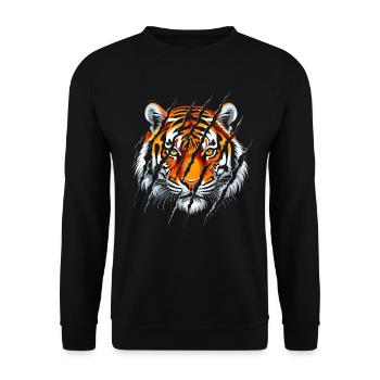 Wild Tiger Head Design - Majestic Big Cat - Unisex Sweatshirt - black - Front - Alina (178cm) & Michal (187cm)