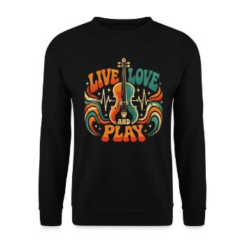 Live, love and play the violin - Unisex Sweatshirt - black - Front - Alina (178cm) & Michal (187cm)