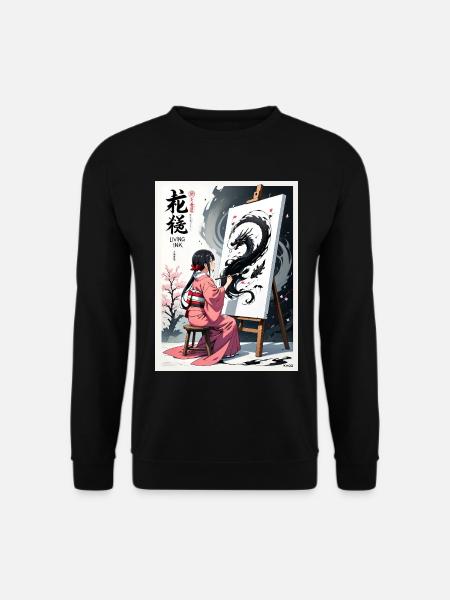 Sakura Dragon Ink Painting - Unisex Sweatshirt - black
