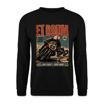 AND BOOM - Unisex Sweatshirt - black - Front - Alina (178cm) & Michal (187cm)