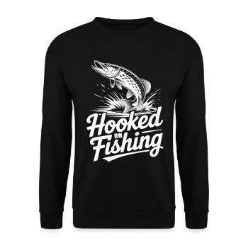 Hooked on Fishing - Unisex Pullover - Schwarz - Vorne - Alina (178cm) & Michal (187cm)