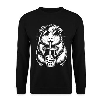 Guinea pig with bubble tea - Unisex Sweatshirt - black - Front - Alina (178cm) & Michal (187cm)