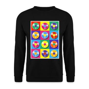 Collage Pop Art d’albums vinyles - Sweat-shirt Unisexe - noir - Devant - Alina (178cm) & Michal (187cm)