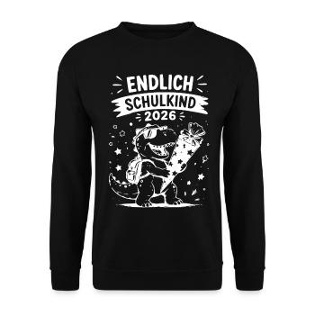 Endlich Schulkind 2026 - Unisex Pullover - Schwarz - Vorne - Alina (178cm) & Michal (187cm)