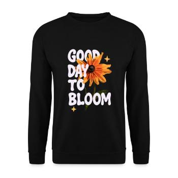 Good day to bloom flower - Unisex Sweatshirt - black - Front - Alina (178cm) & Michal (187cm)