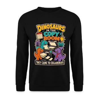 Dinosaures dans la salle de photocopiage – Büro Humour - Sweat-shirt Unisexe - noir - Devant - Alina (178cm) & Michal (187cm)
