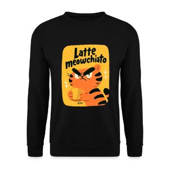 Latte meowchiato - Unisex Pullover - Schwarz - Vorne - Alina (178cm) & Michal (187cm)
