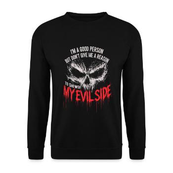 my evil side... - Unisex Pullover - Schwarz - Vorne - Alina (178cm) & Michal (187cm)