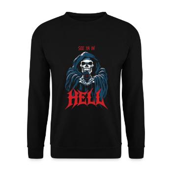 See ya in hell - Unisex Pullover - Schwarz - Vorne - Alina (178cm) & Michal (187cm)