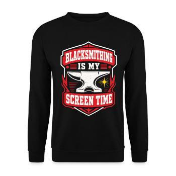 Blacksmithing Is My Screen Time - Unisex Pullover - Schwarz - Vorne - Alina (178cm) & Michal (187cm)
