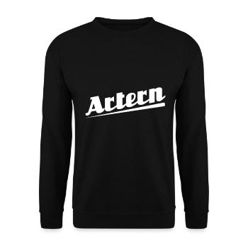 Artern - Textdesign mit Stadtnamen - Unisex Pullover - Schwarz - Vorne - Alina (178cm) & Michal (187cm)